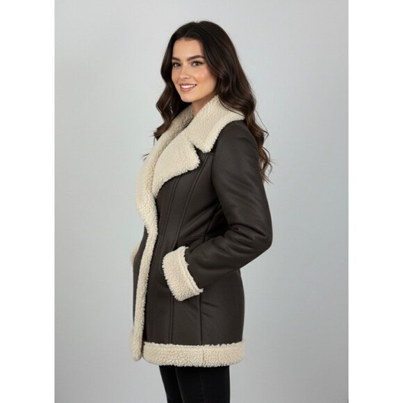 Vintage Vakko Penny Lane Faux Suede Shearling Coat 70s Boho Afghan Y2K Noughties - Picture 8 of 16